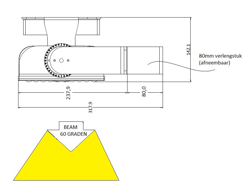 LED HIJSKRAAN GIEK VERLICHTING RVS 300W 12>36VLED MAX VOC-AUTOMOTIVE 230VAC of 400VAC