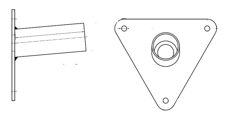 muursteun staal zwaar verzinkt 60mm VOC-MSP11505 voor muur en wandmontage lantaarnpaal armatuur