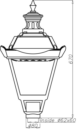 ROSA OS-11 LED Lantaarnpaal incl. LED armatuur, 32 watt voor tuin en park verlichting maten