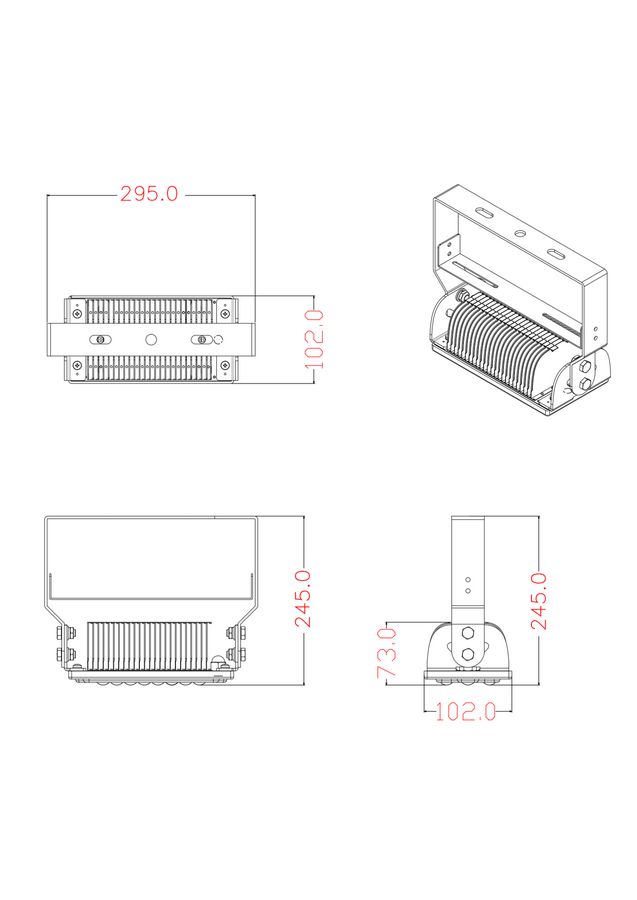 LED Schijnwerper 50W afmetingen