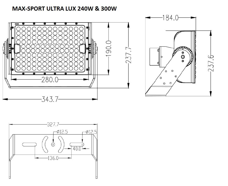 maatvoering LED schijnwerper ULTRALUX