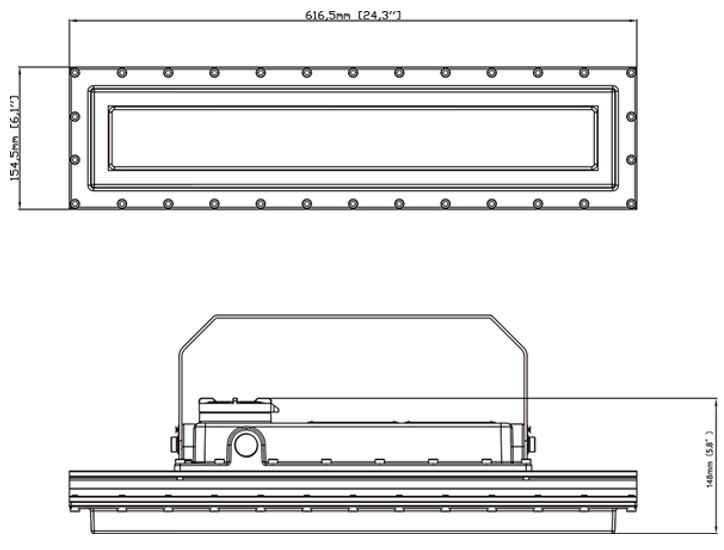 ATEX LED Lijnverlichting - Afmetingen