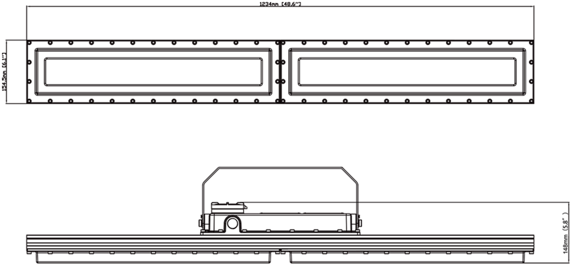 ATEX LED Lijnverlichting - Afmetingen