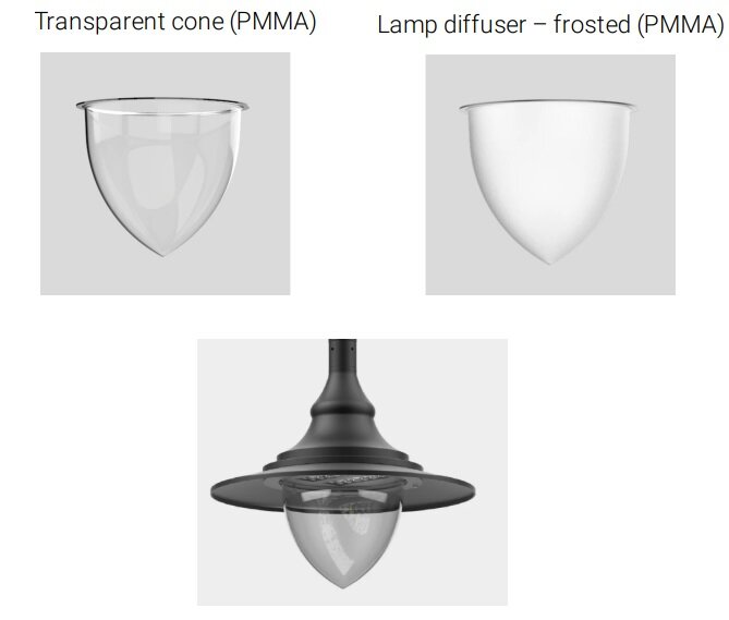 ROSA OW 1 LED 24W > 72W LED armatuur diffuser