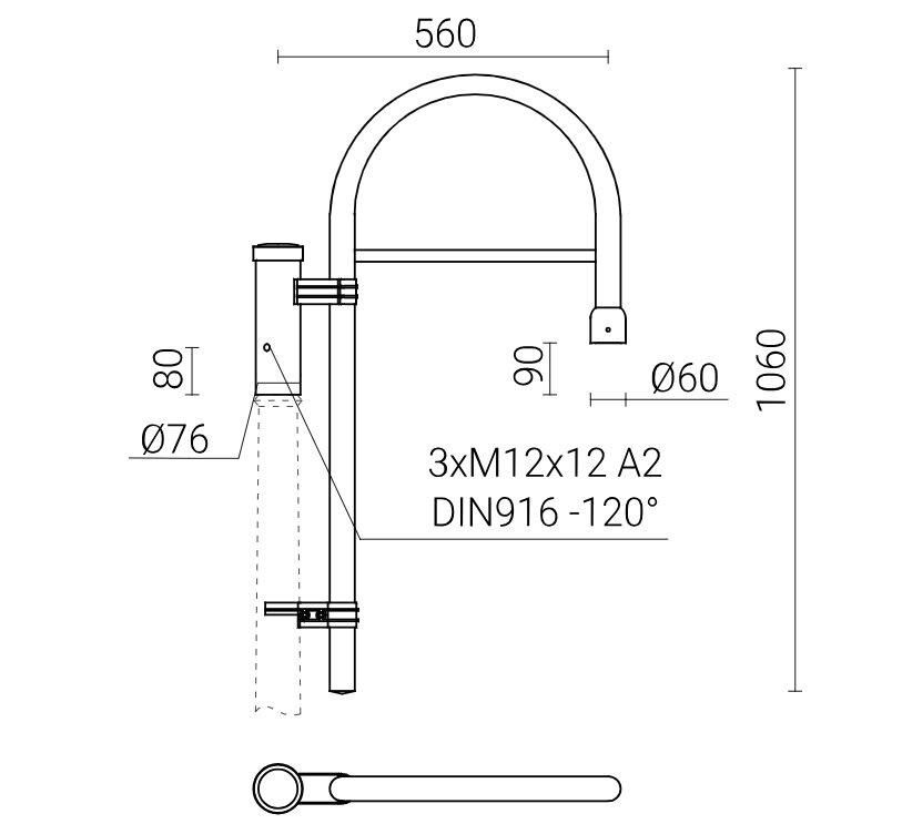 ROSA wt-14-1 Klassieke lantaarnpaal uithouder zwart 