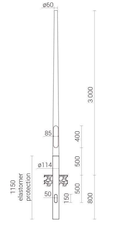 3 meter aluminium geanodiseerde lantaarnpaal