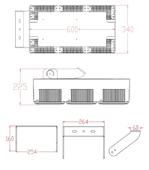 Tekening XLT 1000W 170.000 Lumen super-power SUPER POWER LED SCHIJNWERPER