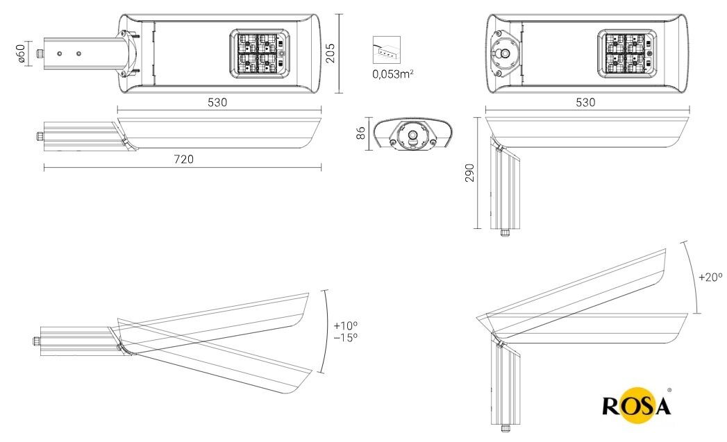 ROSA CUDDLE-MINI-LED 26>67W LED lantaarnpaal armatuur