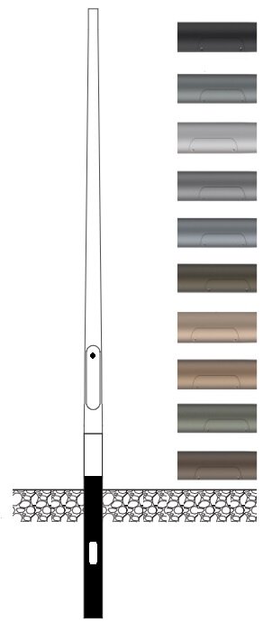 6 meter aluminium geanodiseerde lantaarnpaal in kleur zwart, antraciet etc.