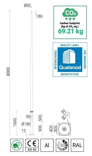 8M kameramast kantelmast