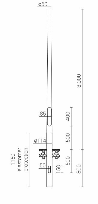 Aluminium lichtmast - Technische tekening
