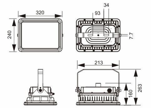 Explosionproof floodlight - Dimensions