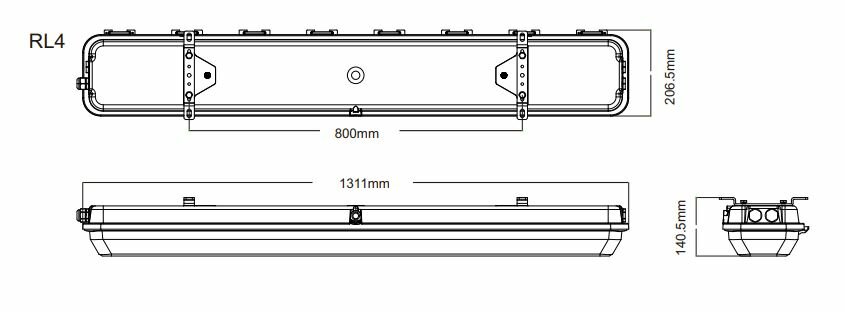 ATEX Linear light - RL4 - Dimensions