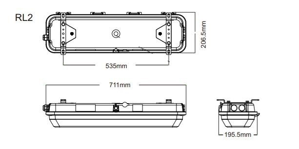 ATEX lijn-verlichting - afmetingen