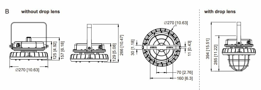 ATEX Highbay afmetingen