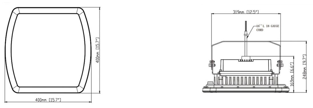 ATEX LED Schijnwerper - Product afmetingen