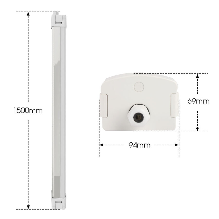 Tri-proof LED verlichting - afmetingen