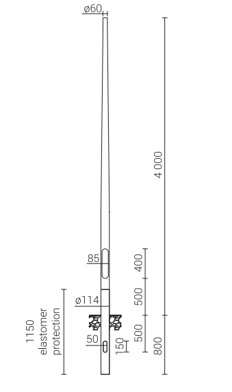 Lantaarnpaal 4m - Technische tekening