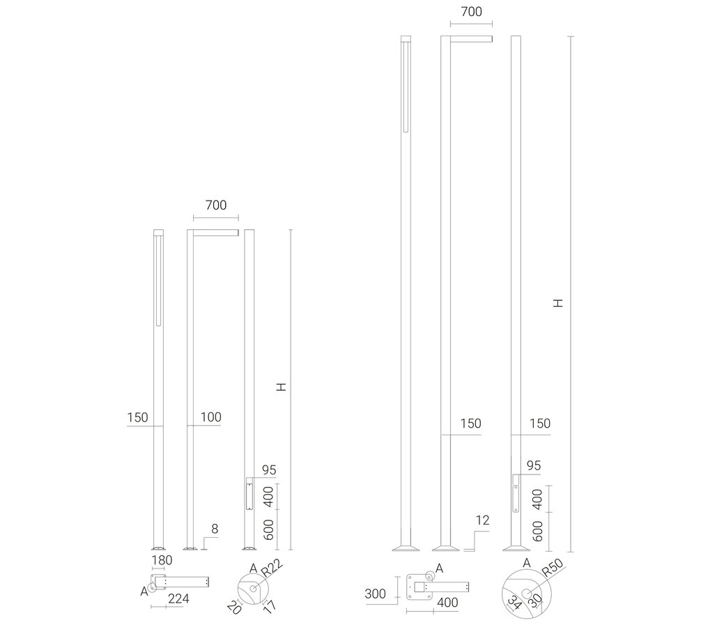 Vierkante lichtmast van geanodiseerd aluminium 3&ndash;8 meter voor openbare verlichting