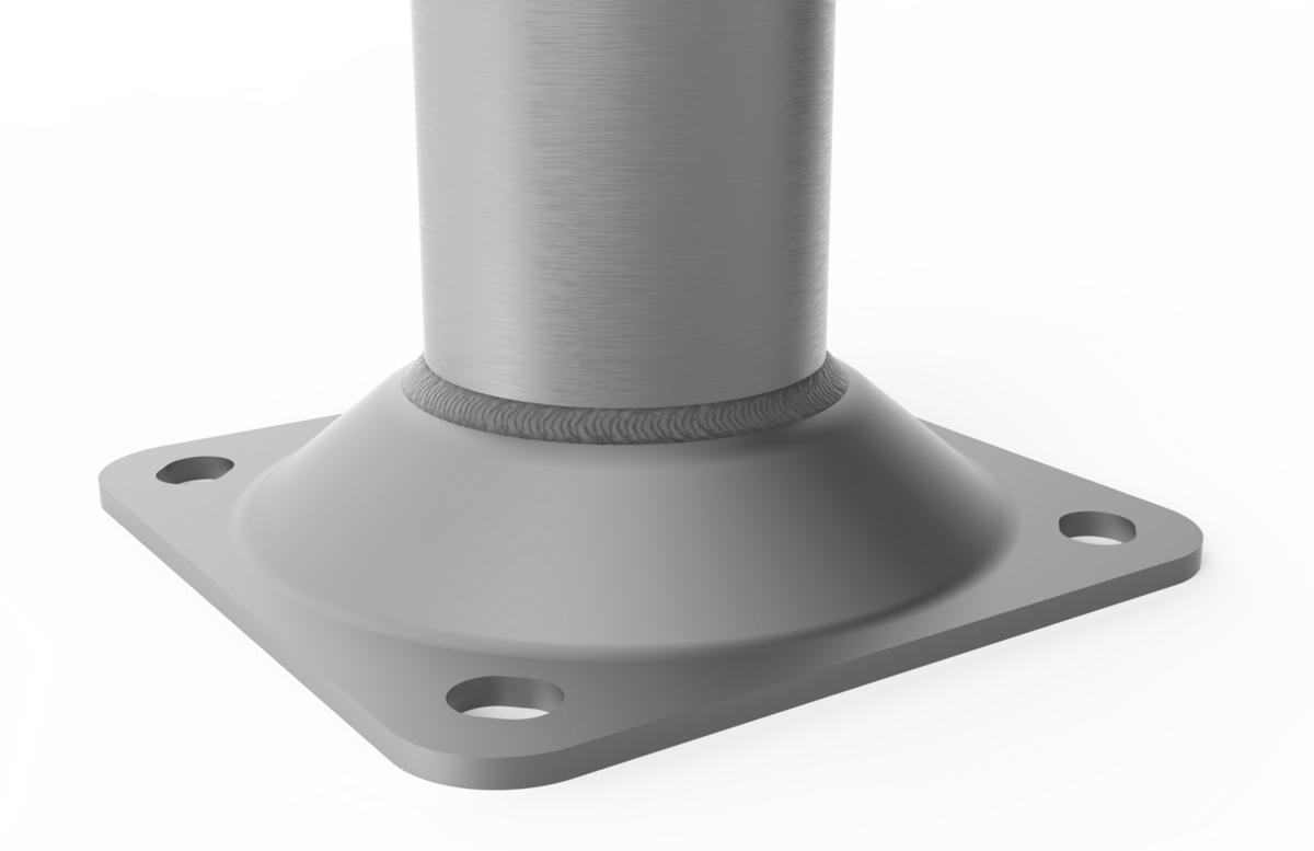 Detail van de SAL-50CAM cameramast met voetplaat &ndash; eenvoudige en stabiele montage op betonfundatie