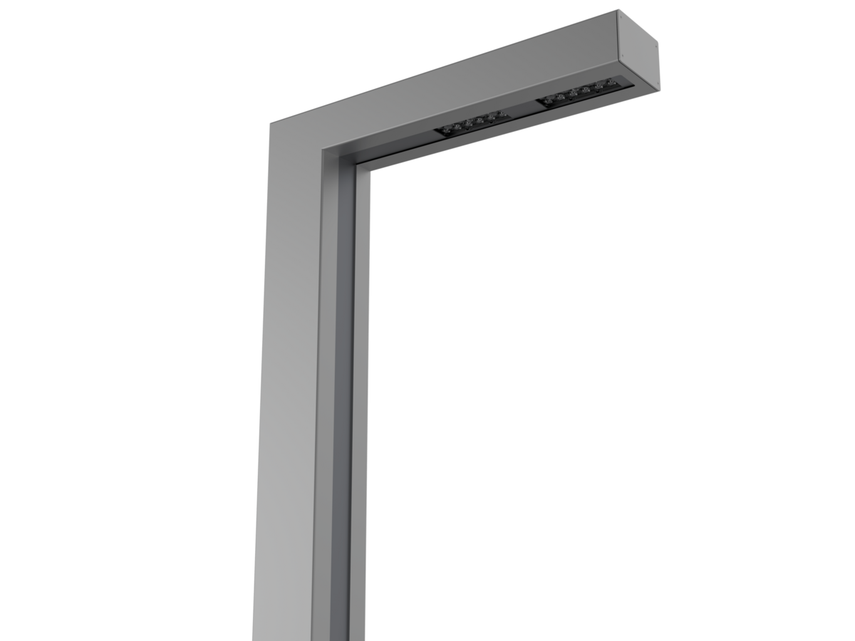 Vierkante aluminium lichtmast zijaanzicht &ndash; Moderne uitstraling en strakke afwerking