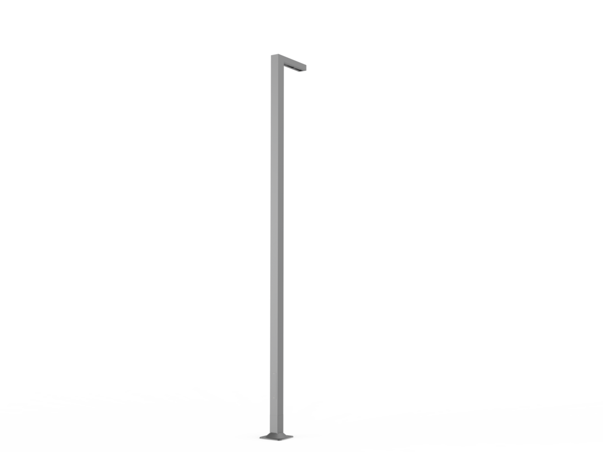 Vierkante aluminium lichtmast met betonnen sokkel &ndash; Moderne lichtmast