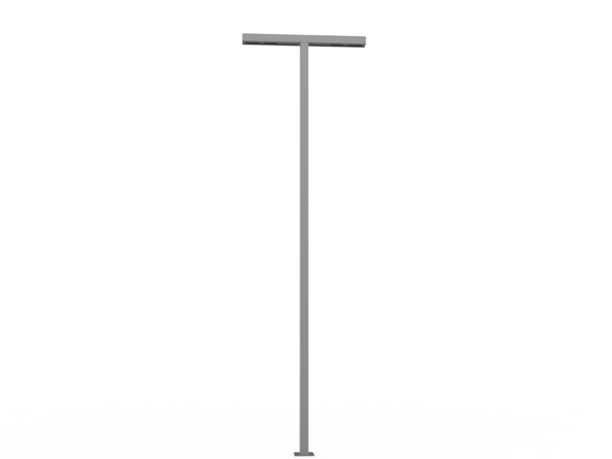 Vierkante aluminium lichtmast met dubbele uithouder &ndash; LED straat- en terreinverlichting