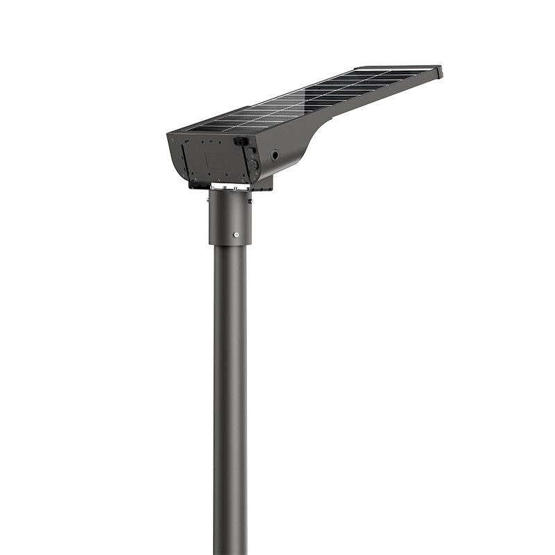 Achteraanzicht van SSL-59 solar straatlamp met zicht op bevestiging en aansluitpunten.
