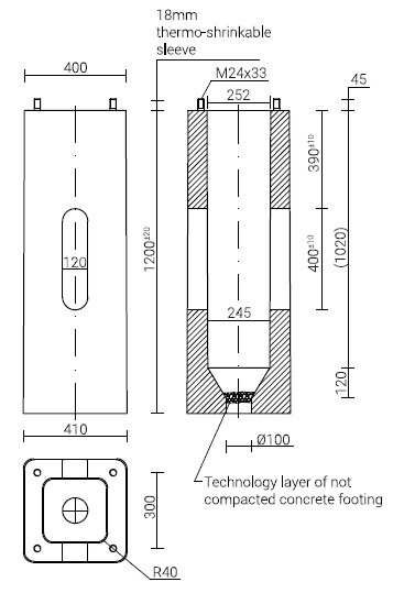 betonsokkel B-70 M24 300x300mm