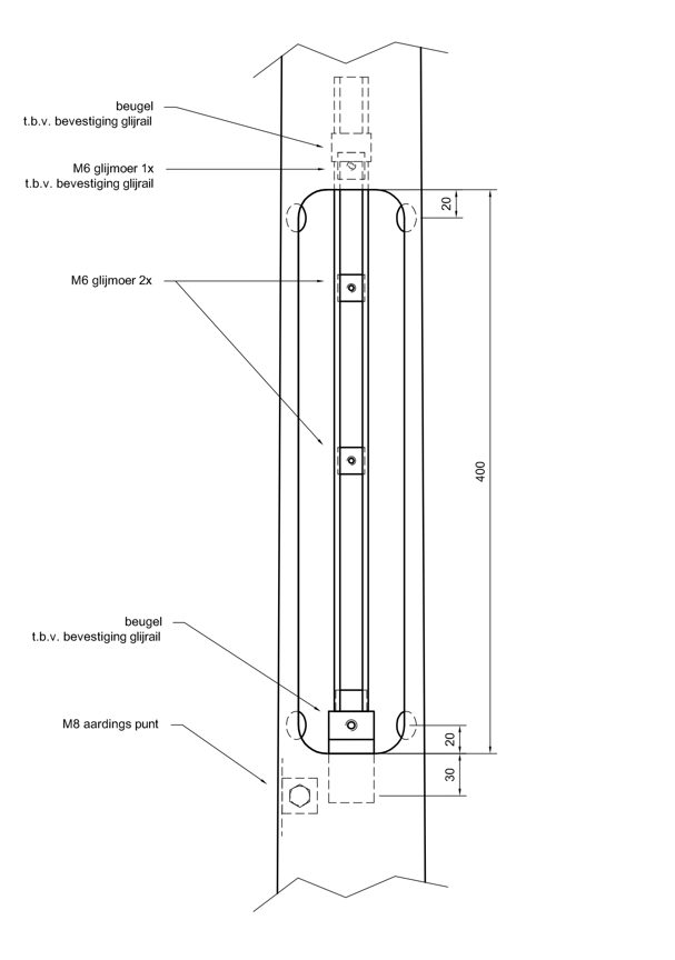 Onderhoudsdeur voor stoppenkast - lichtpaal 5 meter