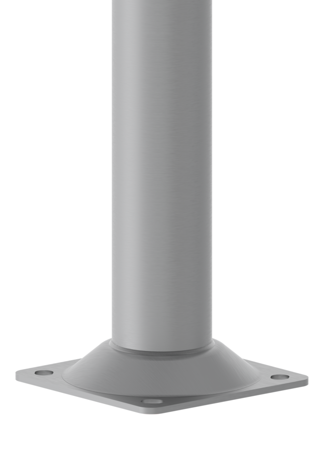 lichtmast met voetplaat geplaatst op betonfundatie