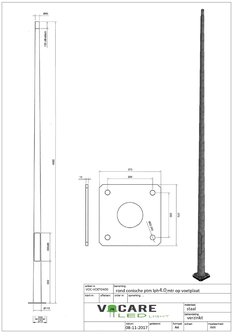 4 METER STALEN LICHTMAST MET VOETPLAAT MONTAGEPLAAT