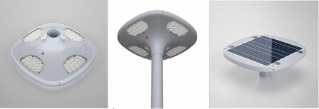 LED solar lantaarnpaal armatuur met accu en zonnepaneel voor plein en parkeerplaats