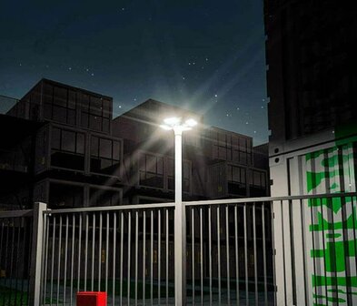ACTIE : LED solar lantaarnpaal armatuur + zonnepaneel + afstandsbediening 4cel-maxilux 20W / 2400 Lumen