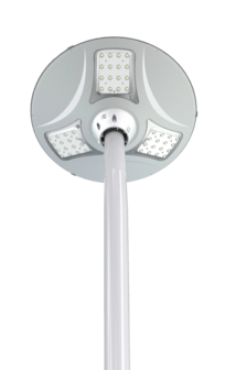 ACTIE : HYBRIDE LED solar + 230V lantaarnpaal armatuur + zonnepaneel + afstandsbediening 3cel-maxilux 20W / 2400 Lumen