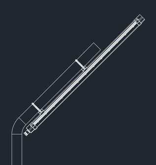 Lantaarnpaal met LED Tri Proof bar ATEX 40-80W 1335x115x63mm