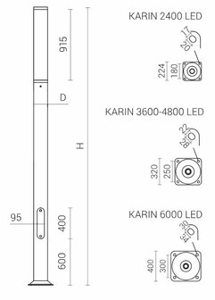 ROSA KARIN 3600mm 55W LED mast hoge ronde bolder paal in 10 kleuren