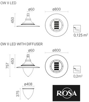 ROSA OW 2 LED 96W &gt; 144W LED armatuur voor straat en parkverlichting 