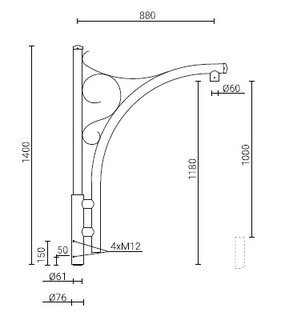  spigot lantaarnpaal uithouder ROSA WA-17/1 FI60