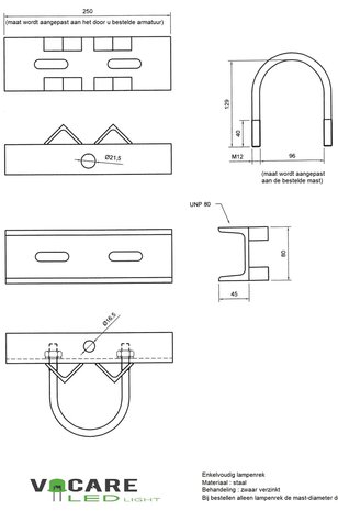 Lamp rack steel for light pole sports field. Heavily galvanized steel.