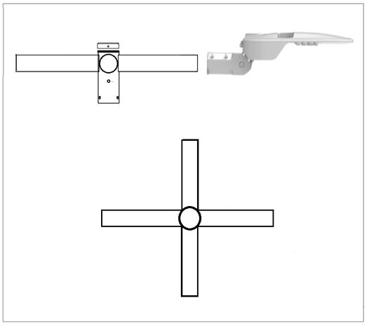 4 voudig lampenrek / wielkroon 4 voudig buis 60mm  t.b.v. lichtmast lantaarnpaal of camera mast. Opzetstuk voor mast van zwaar 