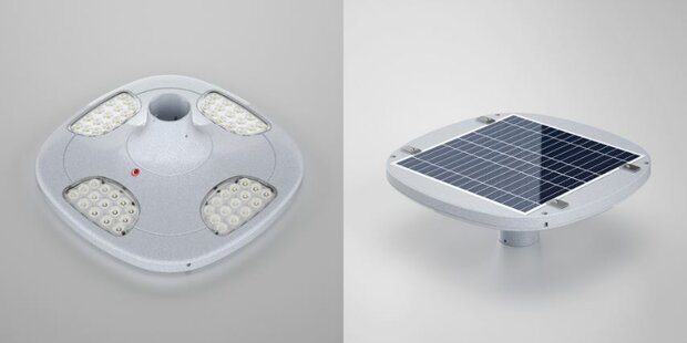 ACTIE : LED solar lantaarnpaal armatuur + zonnepaneel + afstandsbediening 4cel-maxilux 20W / 2400 Lumen