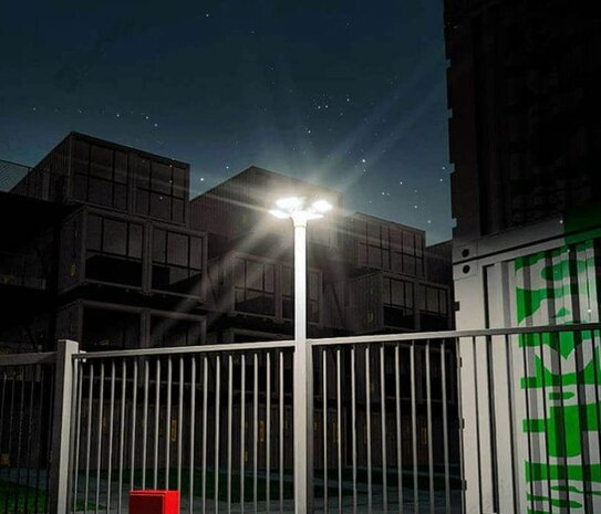 ACTIE : LED solar lantaarnpaal armatuur + zonnepaneel + afstandsbediening 4cel-maxilux 20W / 2400 Lumen