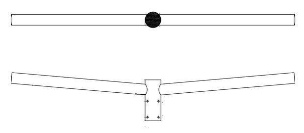 lampenrek breed tweevoudig 150cm buis 60mm t.b.v. lichtmast of camera mast. Zwaar thermisch verzinkt staal