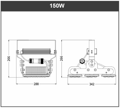 Afmetingen LED schijnwerper Vocare-Ledlight