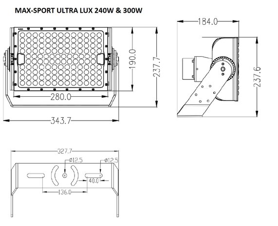 maatvoering LED schijnwerper ULTRALUX