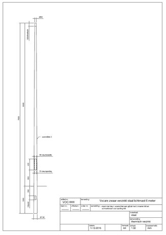 8 meter zwaar verzinkt stalen lantaarnpaal