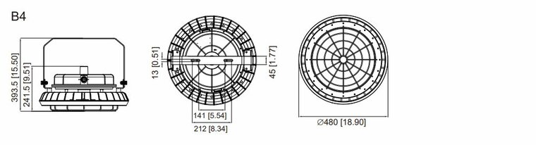 ATEX LED HIGHBAY B4 - Afmetingen