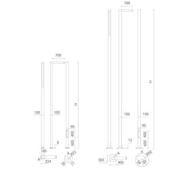 Vierkante lichtmast van geanodiseerd aluminium 3&ndash;8 meter voor openbare verlichting