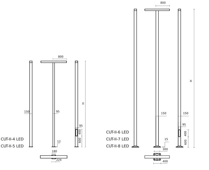 Aluminium lantaarnpaal 4 t/m 8 meter